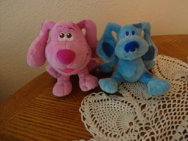 2-5"-6" Tall Blues Clues Plush-5" Ty Sitting Blue Dog And 6" Standing Magenta