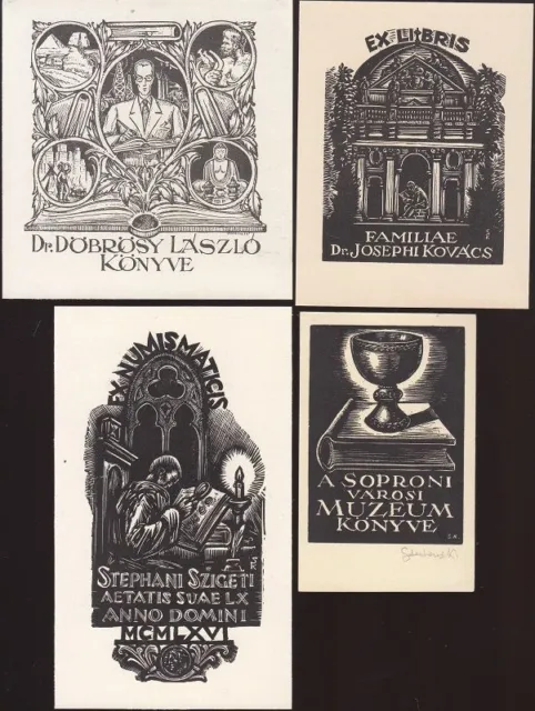 4 Exlibris Bookplate Karoly Sterbenz 1901-1993 Konvolut Lot 2