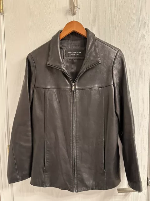 Women's Andrew MARC New York Black Full Zip 100% Leather Jacket Size L