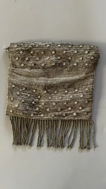 Aumônière sac de bal en perlé maille métallique rebrodée de strass vintage