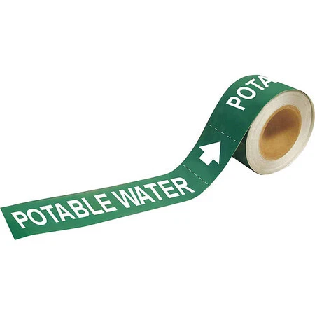 Brady 73917 Pipe Marker,Potable Water,2 In.H
