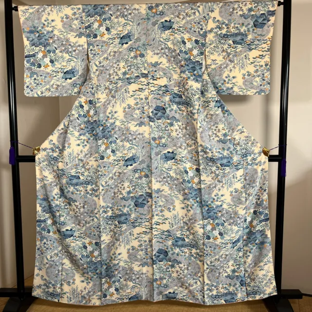 K3011219 Japanese Kimono Silk crepe Komon
