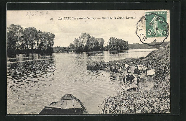 CPA La Frette, Bords de la Seine, Laveuses