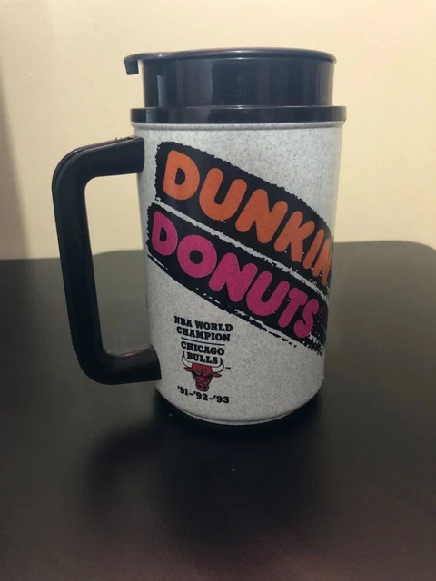 1993 3 peat NBA World Champions Chicago Bulls Dunkin Donuts Thermo Hot/Cold Mug