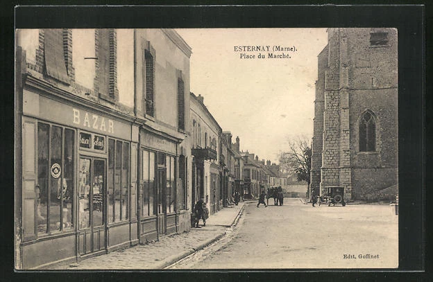 CPA Esternay, Place du Marché, la place du Marché