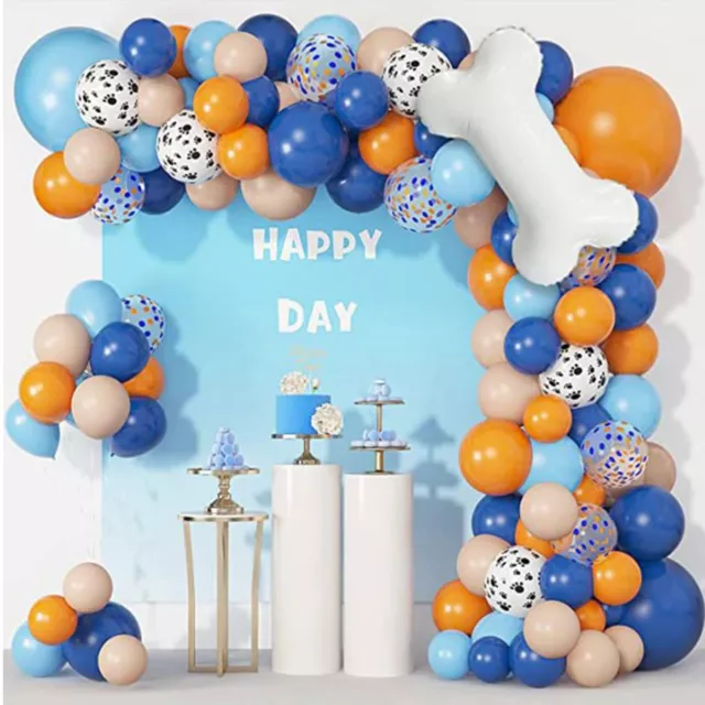 Bluey Themed Balloon Garland (121pcs) Blue Orange Peach Confetti Bone Balloons