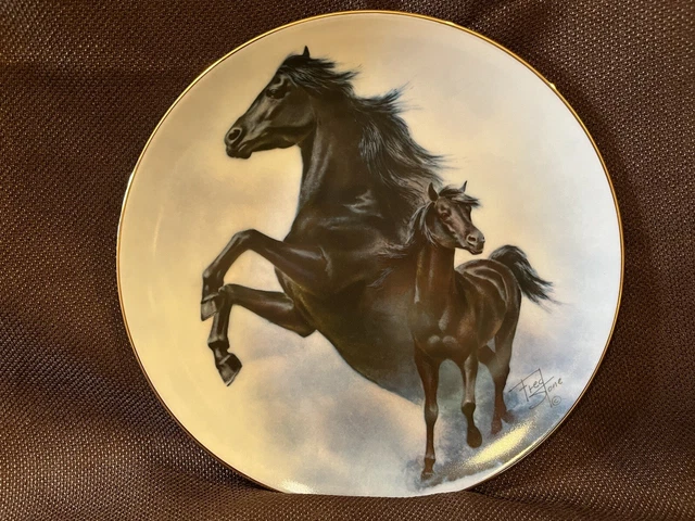 Fred Stone Horse Art Plate 'The Black Stallion' 1983 #6428 Made in USA 9 1/2''