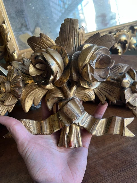 Bouquet fleurs Bois Doré XIX Eme Flower Golden Wood 19 th N1