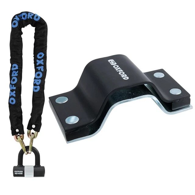 Pacchetto ancoraggio a terra Oxford Motorcycle HD Chain nero 2M e Oxford AnchorForce