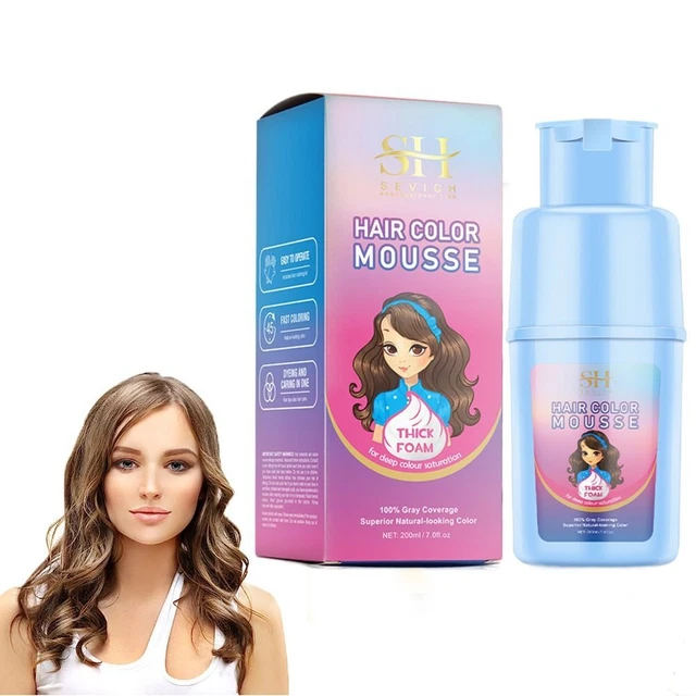 Tinte para el cabello burbuja champú planta instantánea color de cabello para cubierta de cabello gris