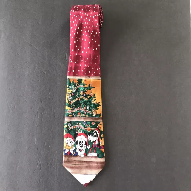 Atlas Design Silk Tie Disney Christmas Mickey Mouse Donald Duck Goofy Korea 3