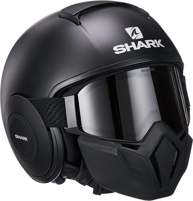 CASCO MOTO SCOOTER Jet Shark Street Drak Kma Nero Opaco Lente