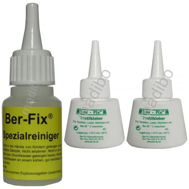 23,00 Euro pro 100g 2 x Ber-Fix Textilkleber 40 Gramm + Spezialreiniger 20g