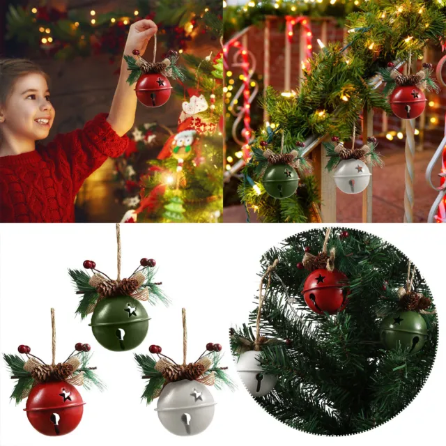 SANTA BELL Jingle Claus Metal Jingle Bells Rattles Christmas Xmas Decor Hanging