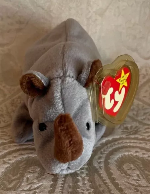 TY Beanie Babies Spike the Rhino with Tag protector 1996