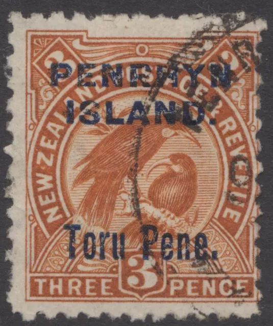 Cook Islands 1903 “PENRHYN ISLAND.” opt on 3d yellow-brown, used