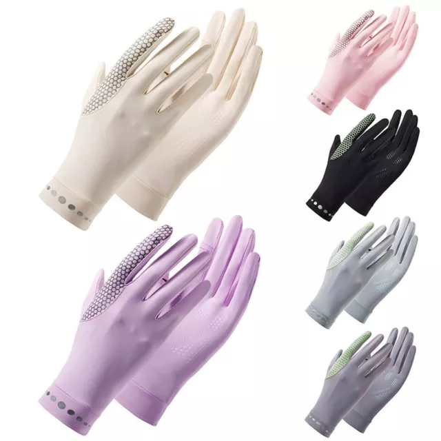 Elastic Sun Protection Gloves Ice Silk Anti-UV Mittens  Women Girls