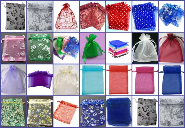 25 x Organza Bags Wedding Party Favour Gift Candy Jewellery Pouch Large Small