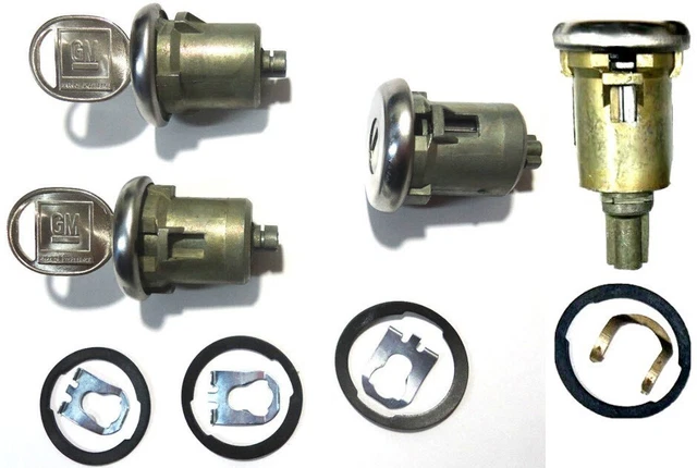 New Chevy/GMC GM OEM Chrome 4 Doors Lock Key Cylinder Set With 2 GM LOGO Keys