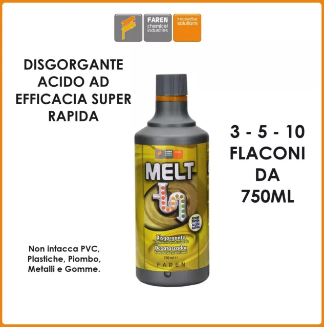 MELT Disgorgante professionale liquido rapido Professionale sturalavandini  sgombratubi 750 ml