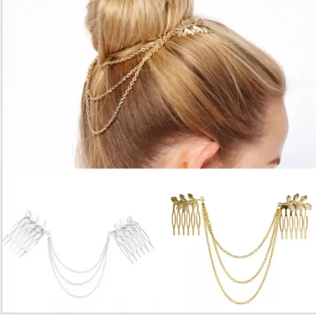 UK Feuille Plume Cheveux Broche Bijou Femme Cheveux Pince Barrette Bobby Pins