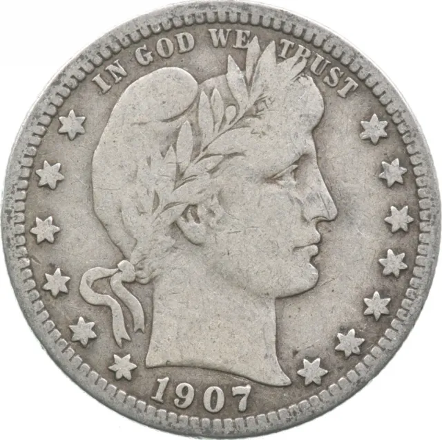 Razor Sharp - 1907 Barber Liberty Quarter 90% Silver *393