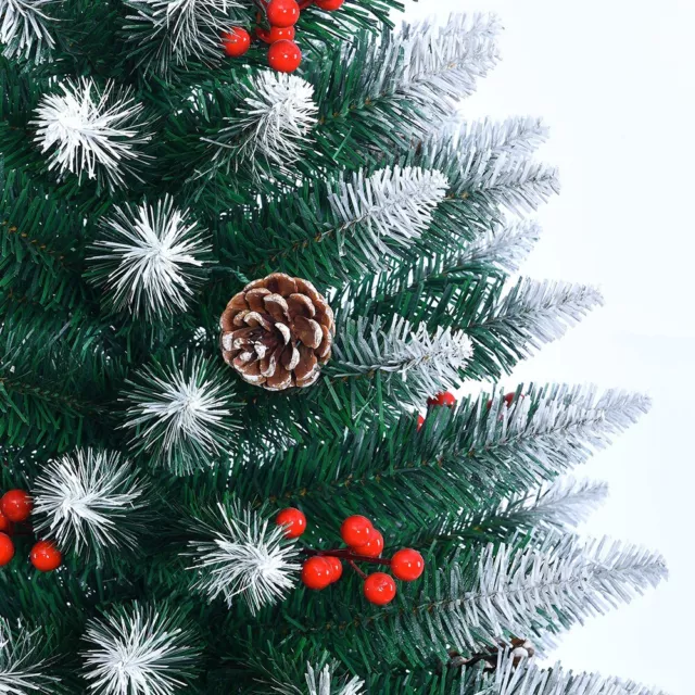 Albero di Natale 210cm artificiale addobbato rami effetto neve Rovaniemi 3