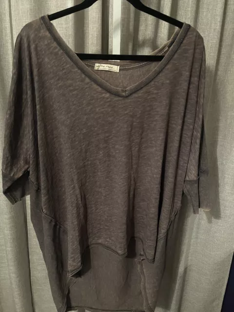 Free People Gray Oversized T-Shirt Top Size S