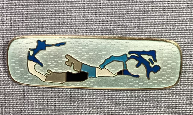 David Andersen Rare Vintage Sterling Silver And Enamel Map Of Norway Brooch