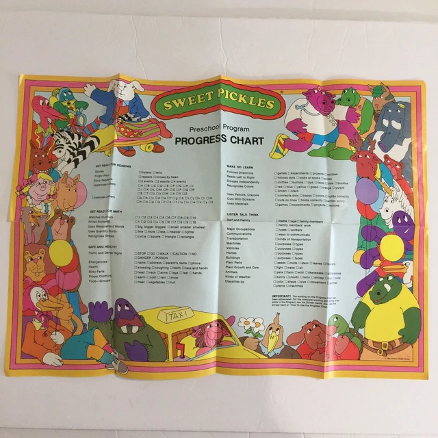 SWEET PICKLES PRESCHOOL Program Homeschooling Progress Chart Poster 10