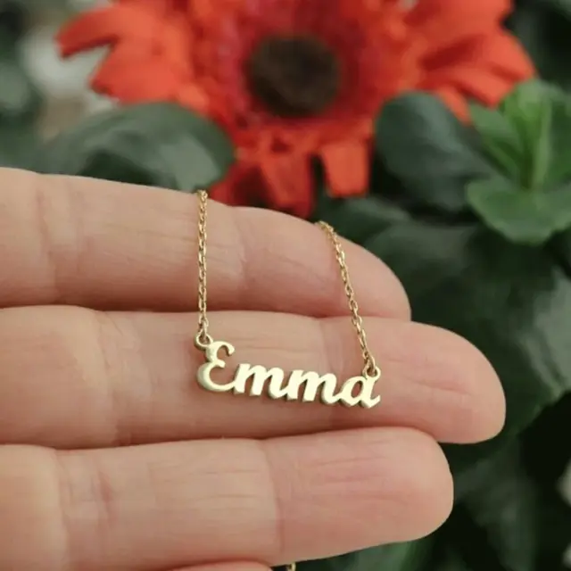 Personalised ANY NAME Necklace CUSTOM FONT Gold Plated Pendant Choker Chain Gift
