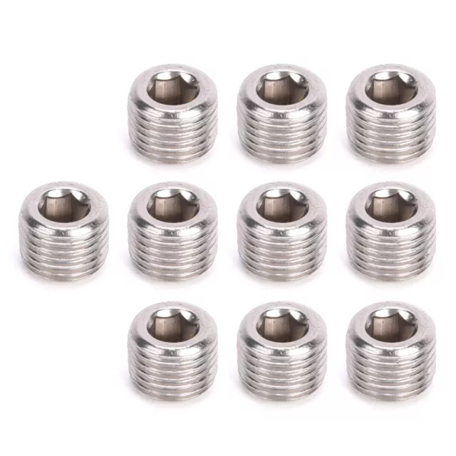 10pc Stainless Steel Pipe Fitting Plug Head Male Thread BSPP Hex Plug Head 1/4in