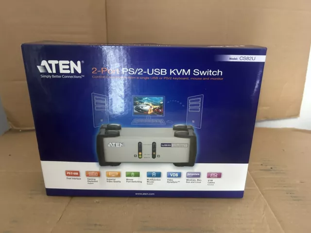 CONMUTADOR KVM USB VGA Aten CS82U 2 PUERTOS PS/2