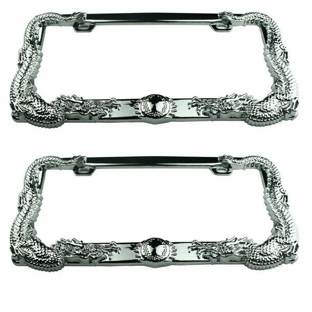 3D Dragon Tag 2 Hole NO Cap Plastic License Plate Frame JDM Style Universal 2PCS