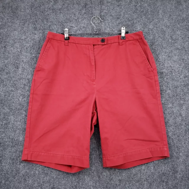 Lands End Shorts Womens 14 Red Chino Bermuda Hi Rise Flat Front  Zip Fly Pockets