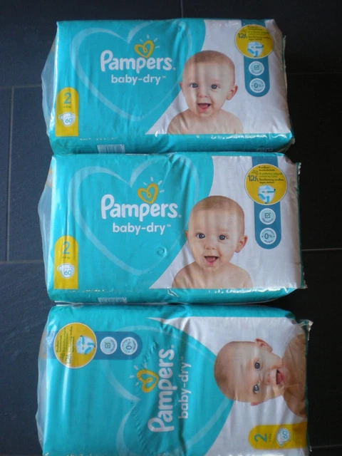 180 couches Pampers Baby Dry taille 2 (4 - 8 kgs) neuves