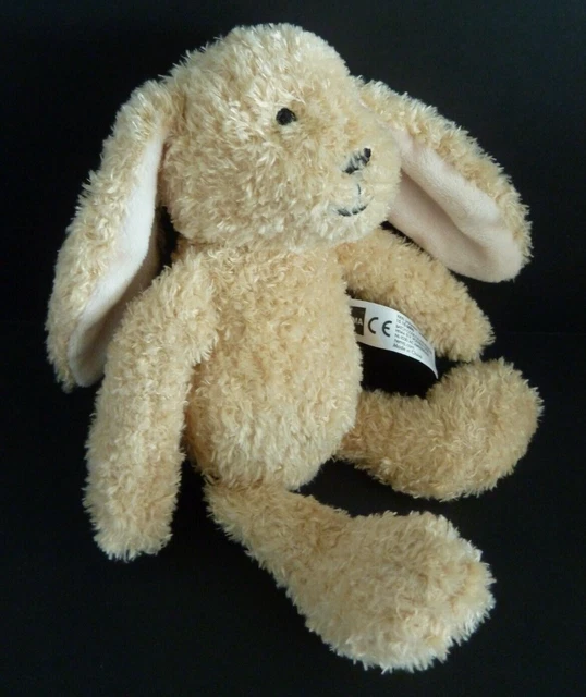 85. DOUDOU PELUCHE HEMA LAPIN beige écru blanc nez noir 20cm - ETAT NEUF*