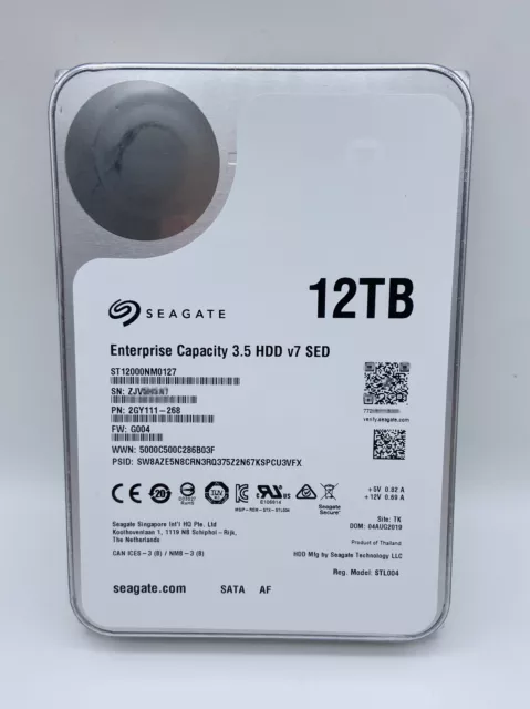 Seagate ST12000NM0127 12TB SATA 3.5" Enterprise 512e v7 SED 7200RPM Hard Drive