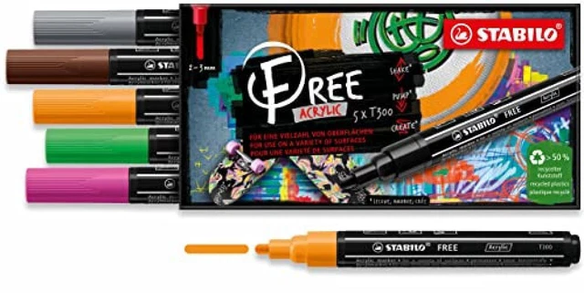 (TG. 5 Unit  (Confezione da 1)) Pennarello acrilico - STABILO FREE Acrylic - T30