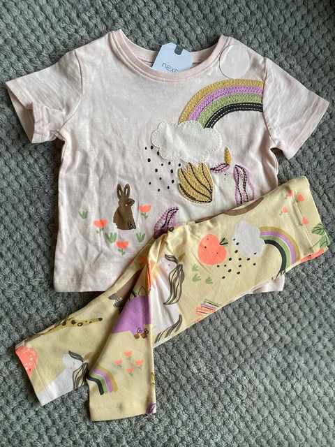 BNWT NEXT girls Short Sleeve Bunny top & leggings set Size Age 6-7 Years