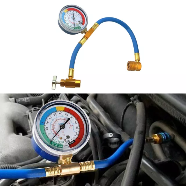 R134a HVAC AC Recharge Measuring Refrigerant Hose Can Tap w/ Gauge System A3