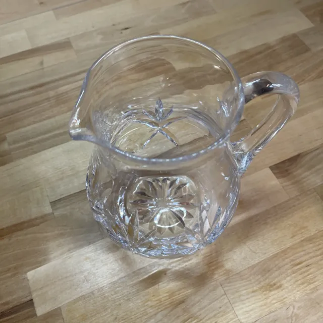 American Brilliant Period Cut Clear Glass Small Pitcher Squat Jug 7” X Fern ABP 2