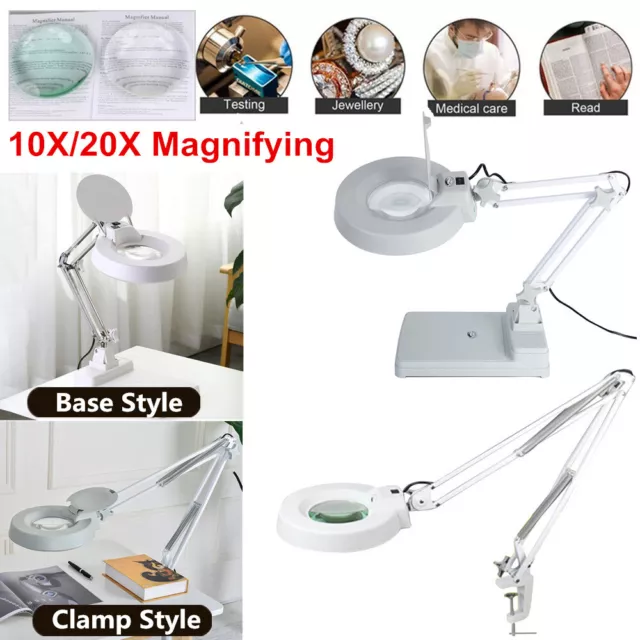 10X 20X Magnifying Glass Desk Light Magnifier LED Lamp Reading Lamp Base / Clamp