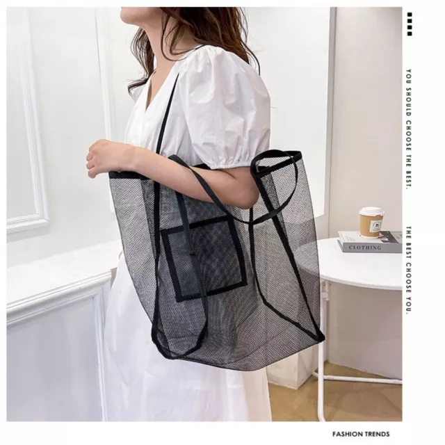 INS Style Transparent Mesh Bag Fashionable Thickened Mesh Shopping Bag