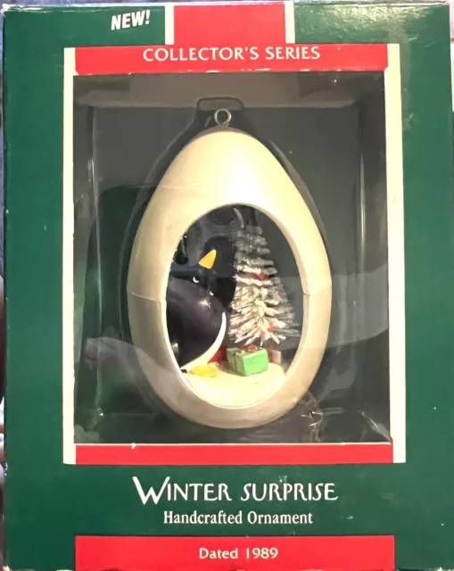 HALLMARK Winter Surprise Christmas Ornament Penguin Egg #1 In Series 1989 Box