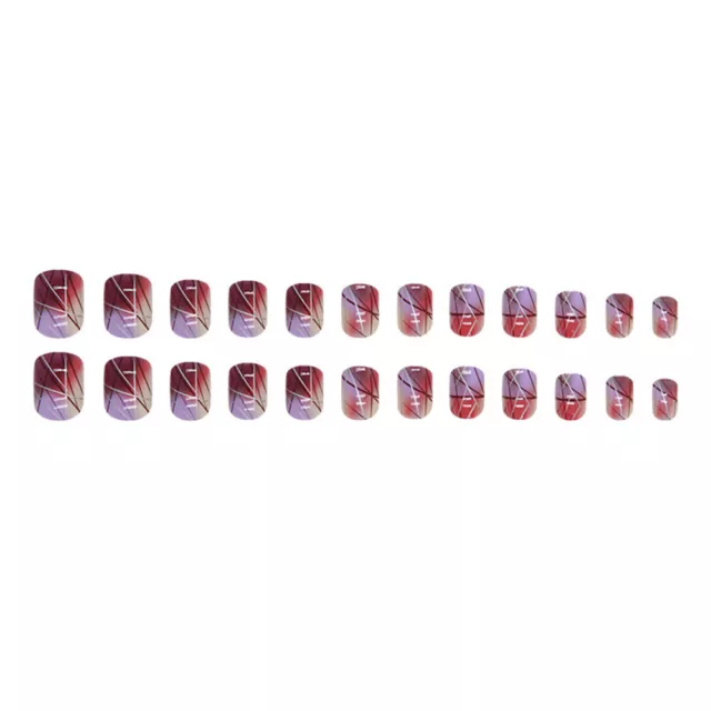 24 Piezas De Uñas Postizas De Cubierta Completa Uñas Postizas Cortas Y < 3