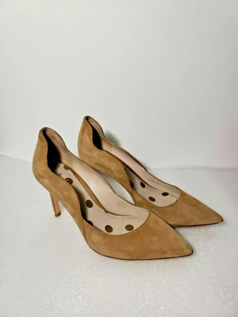 Boden AR771 Suede Wave High Heel Court Nude Pointed Toe Size 37 US 6 1/2