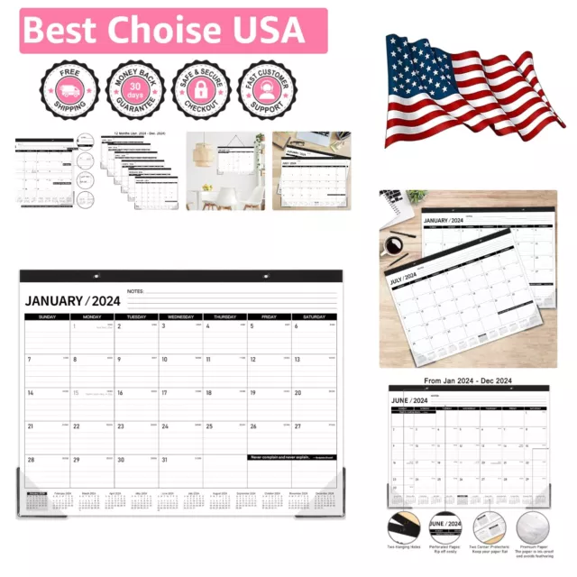 Desk Calendar 2024 - Large 22" x 17" - Monthly Desk/Wall Calendar - Thick Paper