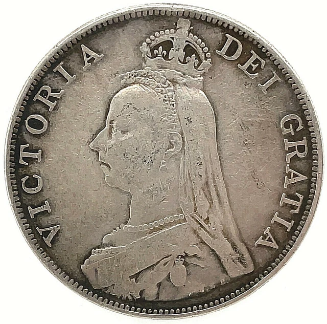 1889 Great Britain Victoria Jubilee Head Double Florin Silver Coin - Km #763