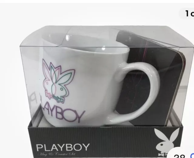 New!! Playboy Licensed Boxed Coffee Mug Cup & Coaster Set